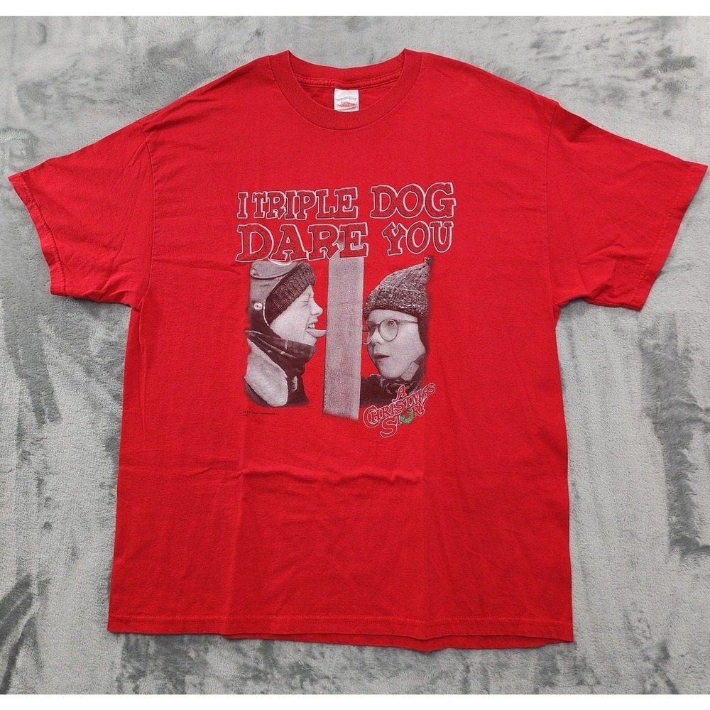 Vintage Y2K Tennessee River‎ Tee Mens XL Red A Christmas Story Graphic Holiday